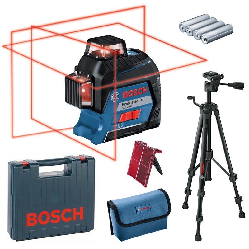 Bosch Linienlaser GLL 3-80 Professional + Baustativ BT 150