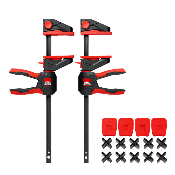 BESSEY Aktionsset EZ360TD-SET | 2x Einhandzwinge EZ360-45 + 14-teiliges Terrassendielenset EZ-TD