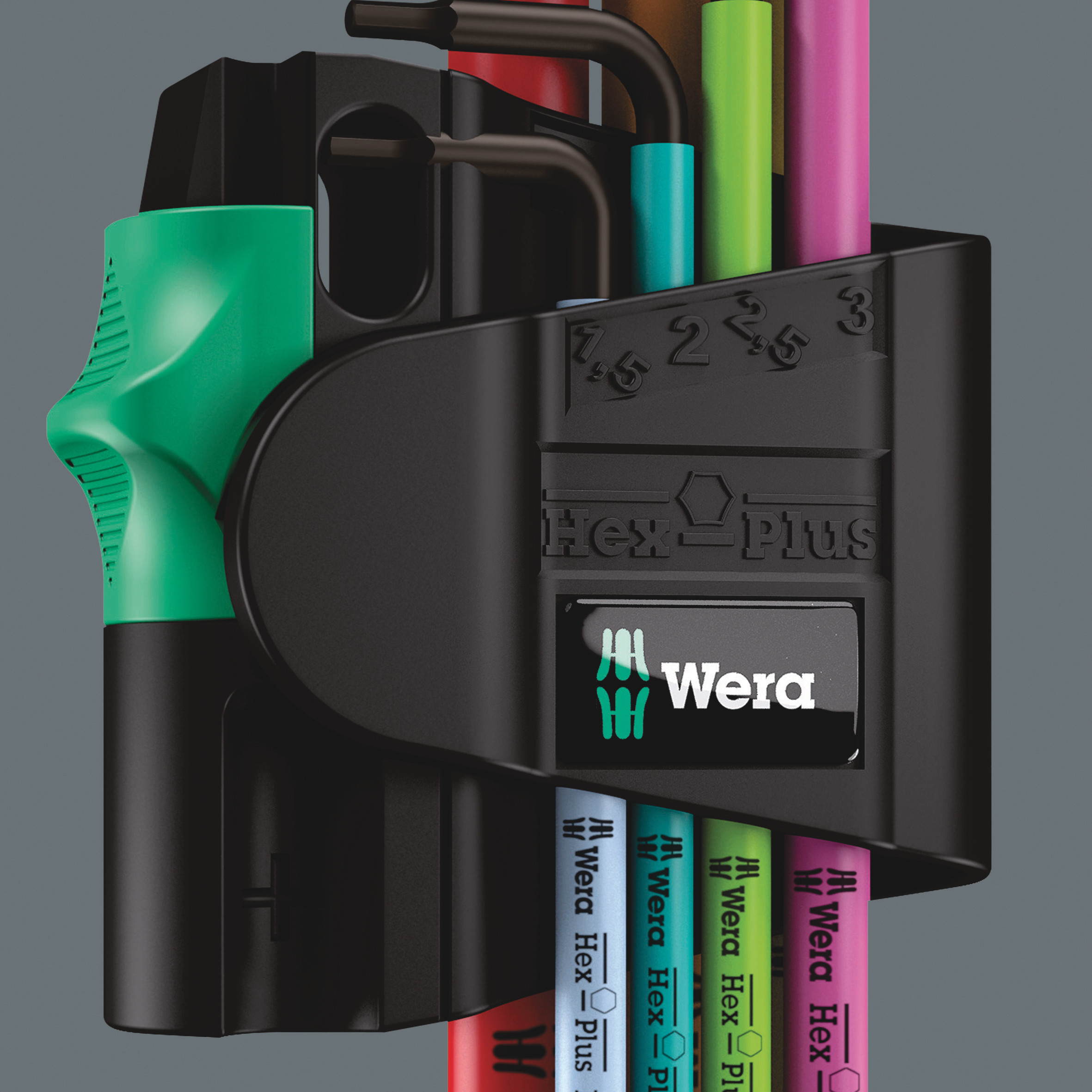 Wera 950/7 Hex-Plus Multicolour Magnet 1 Winkelschlüsselsatz, metrisch, BlackLaser, 7-teilig